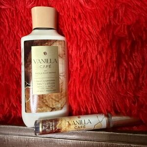 Bath & Body Works Vanilla Café Body Lotion and travel size Perfume Spray set